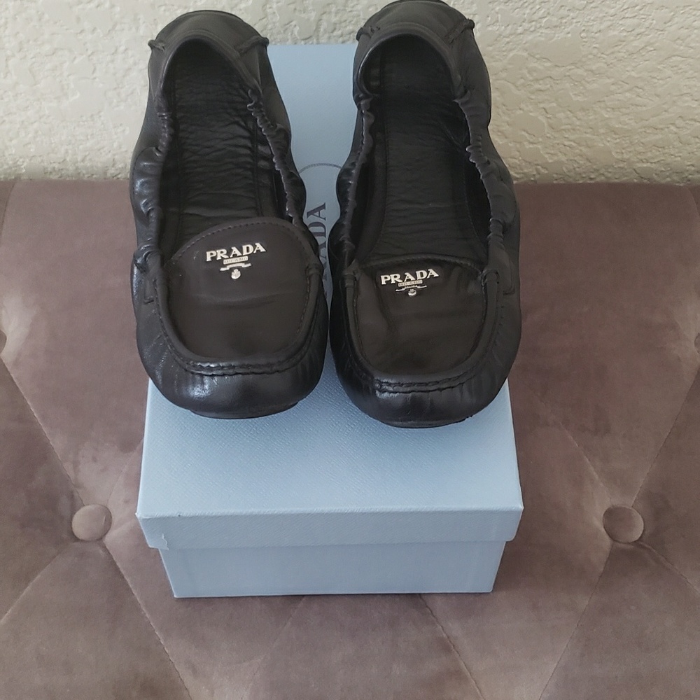 Prada Black leather ballet flats